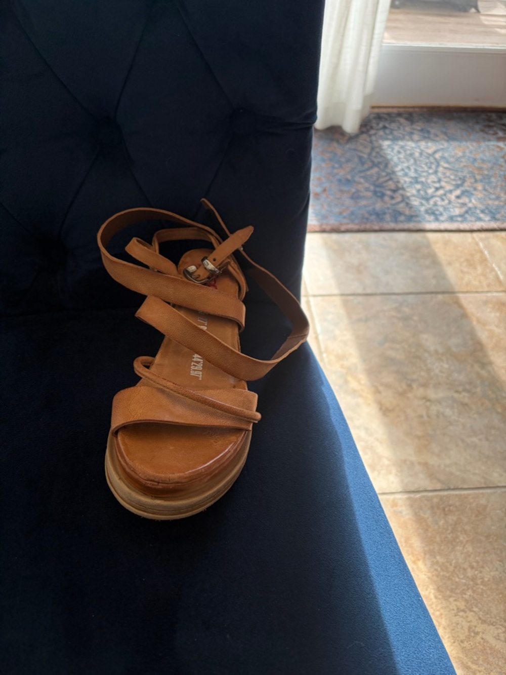 A.S.98 Tan Strappy Platform Wedge Sandals